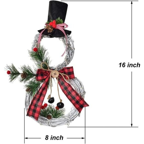 16 x 8 Inch Lighted Christmas Wreath Decoration, Grapevine Wreath (Red) - Picture 2 of 6